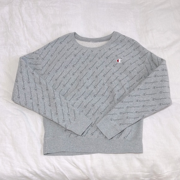 Champion Woman’s Reverse Weave Crew All Over Logo Sweater - Picture 2 of 9